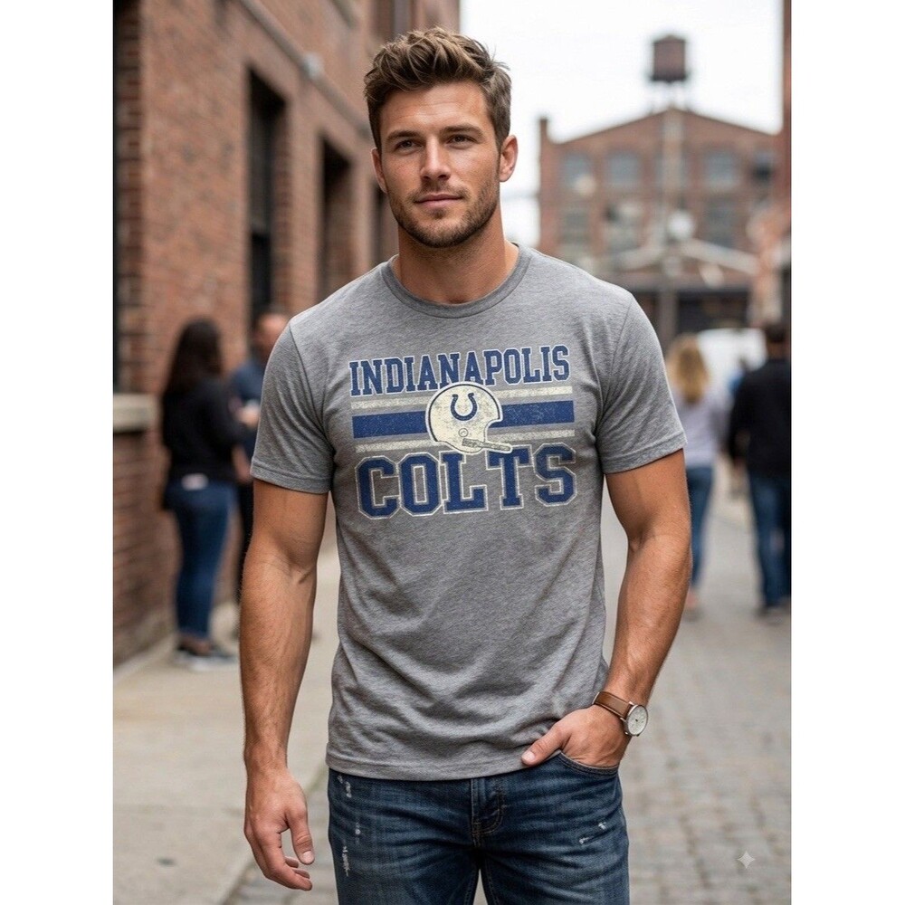 NFL Team Apparel Mens Indianapolis Colts T Shirt Graphic Tee Grey Medium NWT